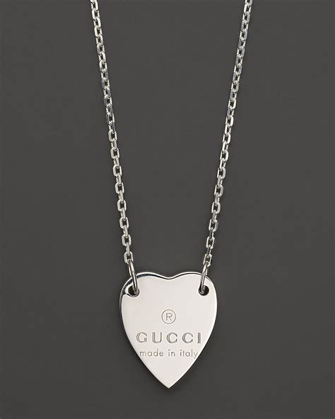 gucci trademark engraved heart silver necklace|trademark necklace with heart pendant.